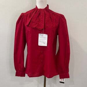 Vintage 1980s Arrow “For Her” Deadstock Mandarin Collar Blouse – Size 12
